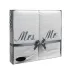 Komplet ręczników 2 szt 50x90 biały       srebrny Mrs Mr zestaw upominkowy w pudełku na prezent T/0388 Eurofirany