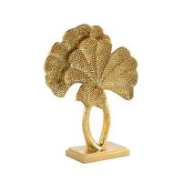 Figurka ceramiczna Tobi 25x12x33 złota liście miłorzębu dekoracyjna Eurofirany