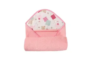 Okrycie kąpielowe niemowlęce 100x100 maxi print M10 różowe ręcznik z kapturkiem