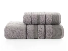Komplet ręczników 2 szt. Regal szary z podwójną bordiurą 50x90+70x140 Karna Home