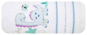 Ręcznik dziecięcy 75x75 Baby 29 z kapturkiem biały niebieski dinozaur 450g/m2 Eurofirany
