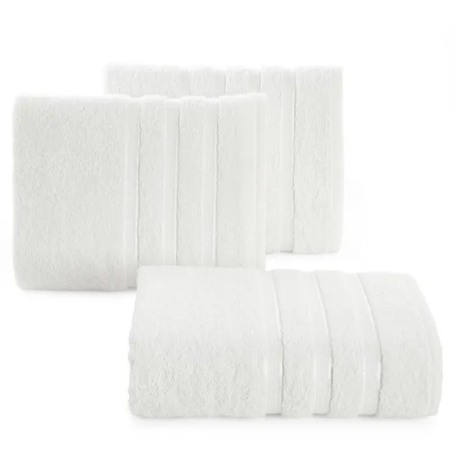 Ręcznik Jade 70x140 biały frotte 500g/m2 bawełniany bordiura w delikatne pasy Eurofirany