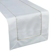 Obrus 40x200 Madele bieżnik biały złota lamówka w pudełku Eurofirany