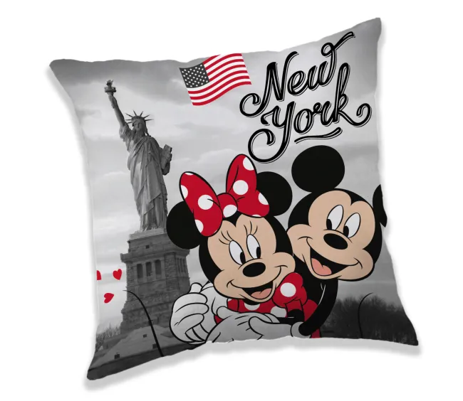 Poduszka dziecięca 40x40 Myszki Mini i Miki w Nowym Jorku 7395 dziecięca statua wolności Mickey Minnie Mouse dekoracyjna