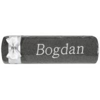 Ręcznik z haftem 50x90 Bogdan grafitowy biała kokarda na prezent imieninowy