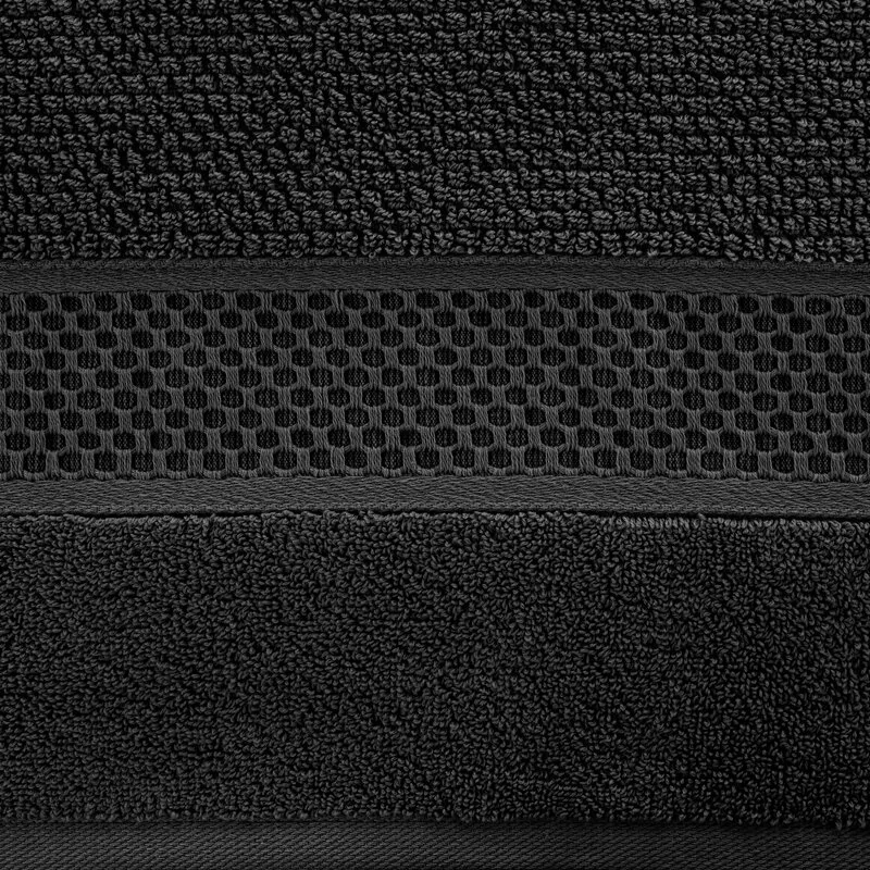Ręcznik Danny 70x140 czarny z wytłaczaną  bordiurą i błyszczącą nicią 500 g/m2 Eurofirany