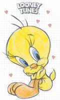 Ręczniczek do przedszkola 30x50 Looney Tunes Kanarek Tweety 7730 biały żółty dziecięcy bawełniany do rąk