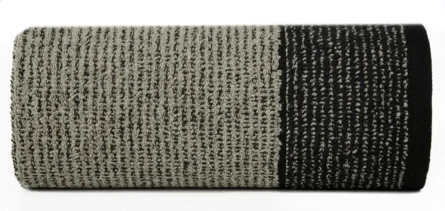 Ręcznik Leon 70x140  czarny grafitowy z żakardowym wzorem w paski frotte 500g/m2 Eurofirany
