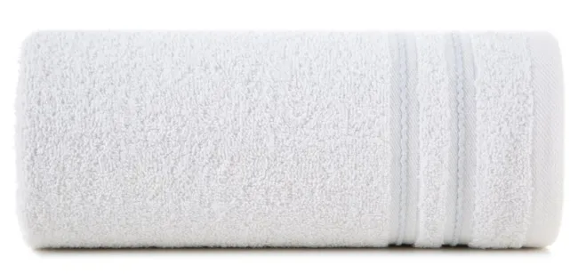 Ręcznik Emina 50x90 biały zdobiony  stebnowaną bordiurą 500 g/m2 Eurofirany