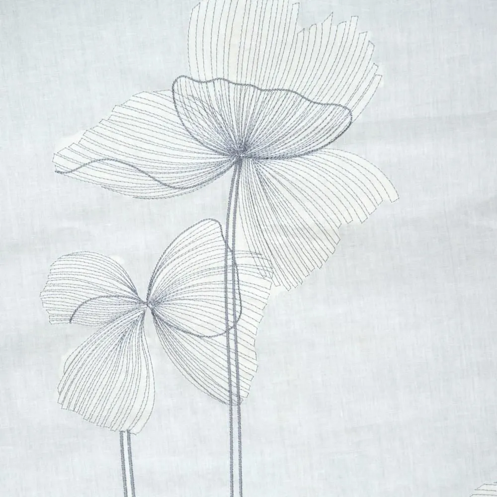 Pościel bawełniana 220x200 kwiaty haftowana biała szara Cornelia Eurofirany
