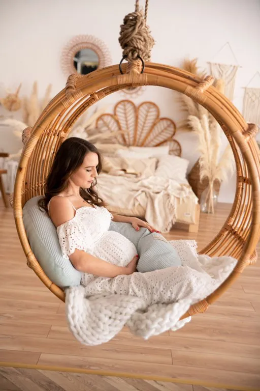 Poduszka pozycjonująca Relax Muslin       Prestige wafel miętowa 190 cm do karmienia ciążowa wypoczynkowa