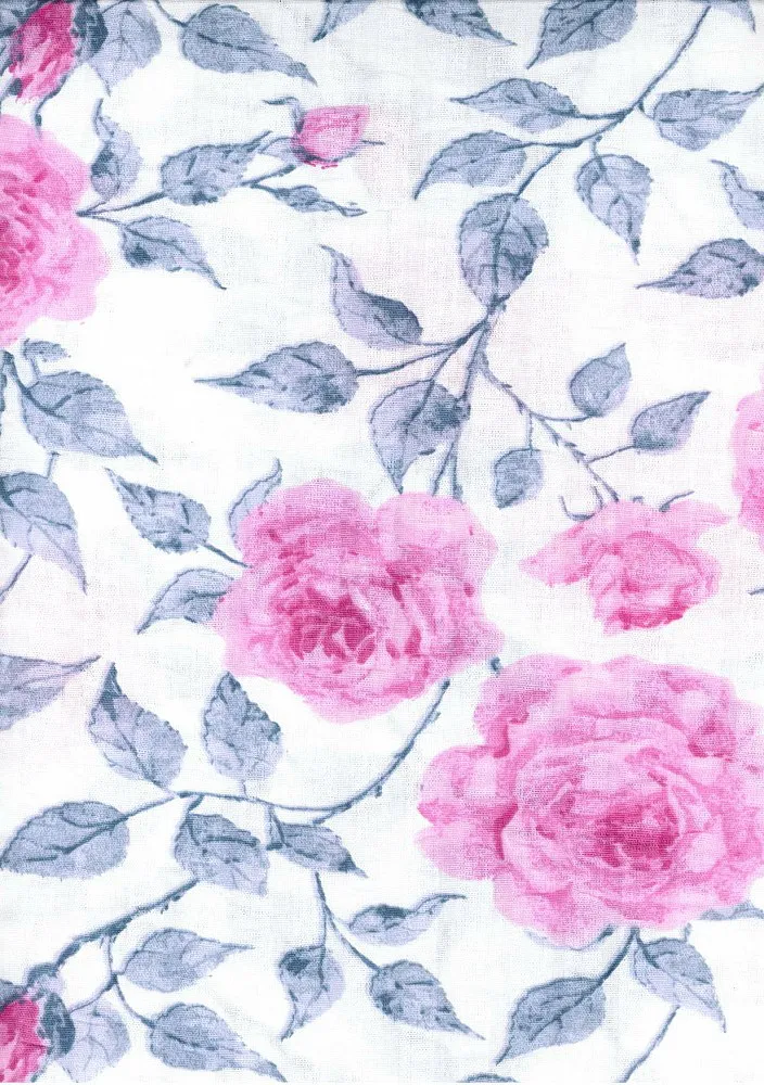 Pościel z kory 160x200 397/1 biała różowa szara róże listki na guziki bawełniana gruba