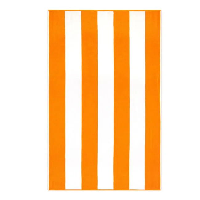 Ręcznik plażowy 100x160 Neon pomarańczowy biały pasy 380 g/m2 frotte 7954/10