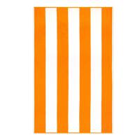 Ręcznik plażowy 100x160 Neon pomarańczowy biały pasy 380 g/m2 frotte 7954/10