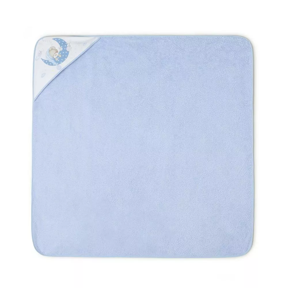 Okrycie kąpielowe 100x100 Miś 2  niebieski ręcznik z kapturkiem