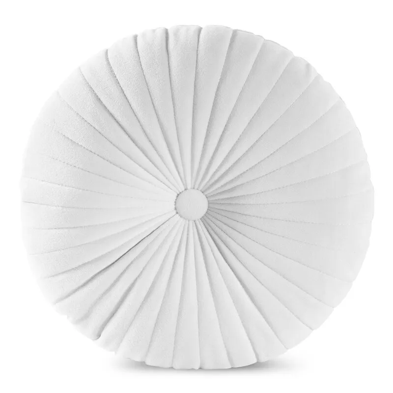 Poduszka dekoracyjna 40 cm Velvet biała   welurowa okrągła Eurofirany