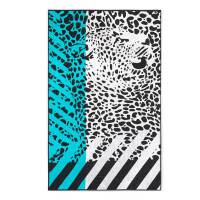 Ręcznik plażowy 100x160 Leo niebieski leopard cętki pasy bawełniany frotte plaża 2 Zwoltex