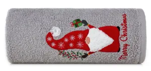 Ręcznik Santa 70x140 srebrny czerwony mikołaj świąteczny 22 450 g/m2 Eurofirany