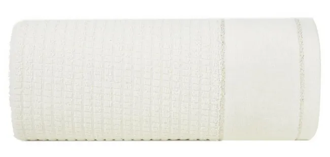 Ręcznik Glory 2 70x140 kremowy z welurową bordiurą i srebrną nicią 500g/m2 frotte Eurofirany