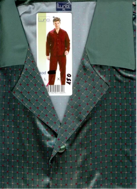 Piżama męska satynowa 750 - XL- 2 Zielona - rzeczywiste kolory
