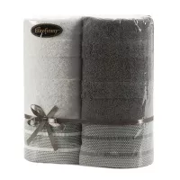Komplet ręczników 2 cz. 2x50x90 biały  stalowy 500 g/m2 frotte zestaw upominkowy 23