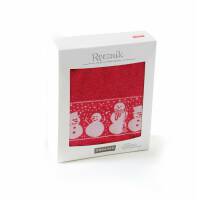 Ręcznik w pudełku 50x90 Bałwanki czerwony świąteczny na prezent frotte 8416/k19 Zwoltex