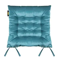 Poduszka siedzisko 40x40x8 Velvet 16 na krzesło turkusowa ciemna welurowa z wiązaniem dekoracyjna Eurofirany