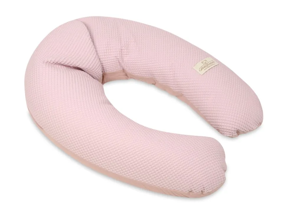 Poduszka pozycjonująca Relax Muslin       Prestige wafel różowa pudrowa 190 cm do karmienia ciążowa wypoczynkowa