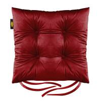 Poduszka siedzisko 40x40x8 Velvet 4 na krzesło bordowa welwetowa z wiązaniem dekoracyjna Eurofirany