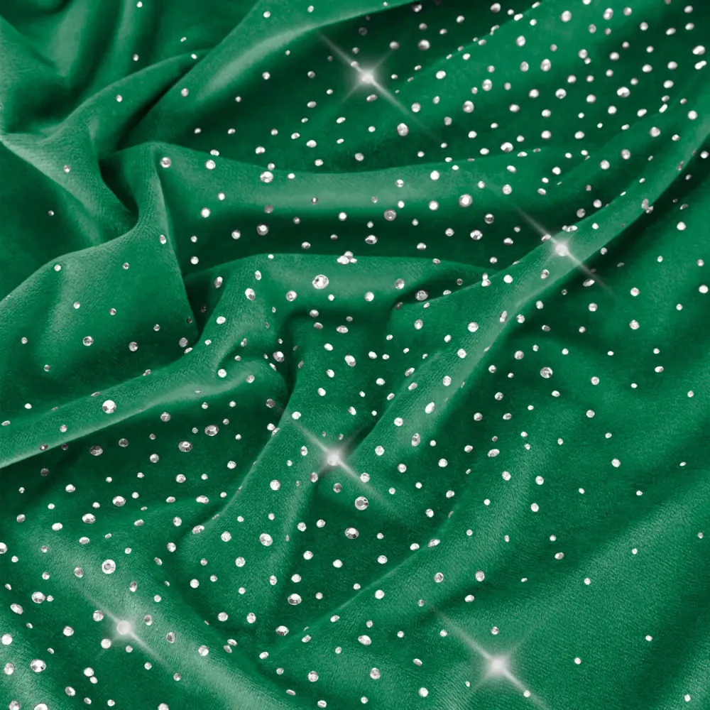 Obrus dekoracyjny 85x85 Shiny zielony  butelkowy welurowy z kryształkami