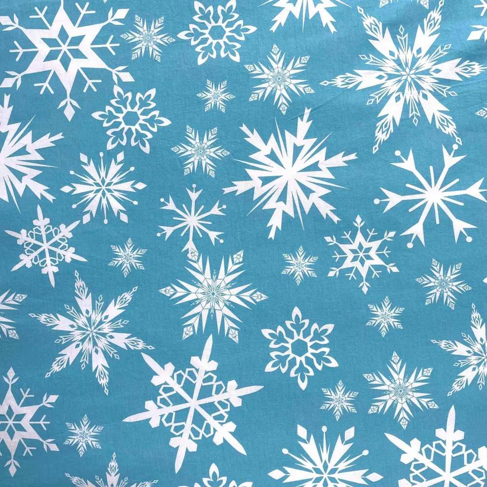 Pościel bawełniana 160x200 Frozen  Snowflakes 03 błękitna poszewka 70x80 August 23