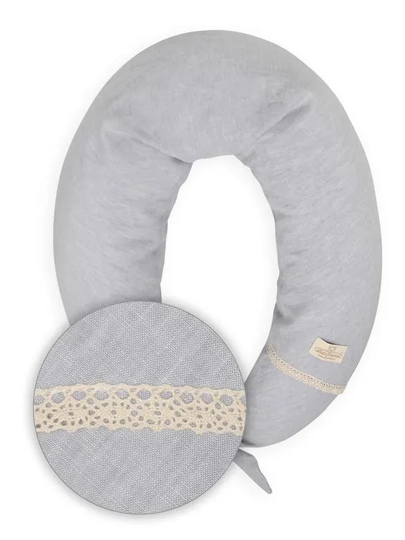 Poduszka pozycjonująca Relax Linen 190cm  jasna szara do karmienia ciążowa wypoczynkowa