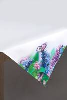 Obrus dekoracyjny 85x85 Egidia 5 biały bzy fioletowe niebieskie motyle Eurofirany