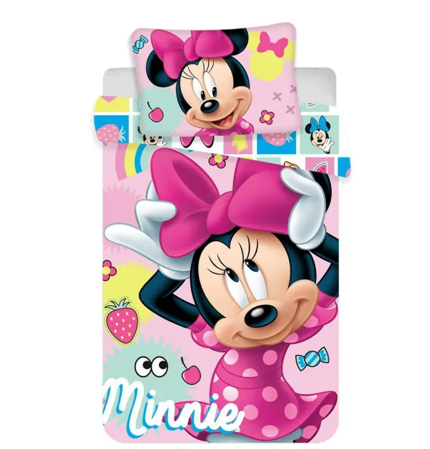 Pościel bawełniana 100x135 Myszka Mini Minnie Mouse różowa 9429 poszewka 40x60