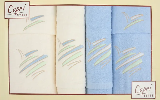 Komplet ręczników w pudełku Capri 6cz. Eliza 22 kremowy błękitny Eurofirany
