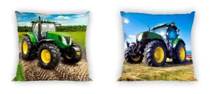 Poszewka bawełniana 40x40 Traktor zielony niebieska zielona dwustronna Faro