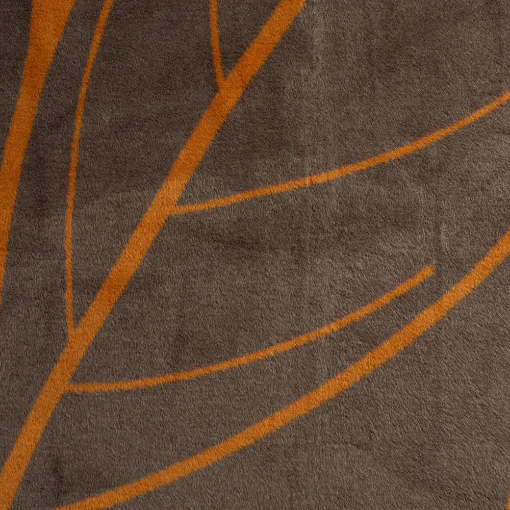 Koc narzuta 150x200 Alisma 2A brązowy rudy liście bawełniany akrylowy dwustronny Limited Collection Eurofirany