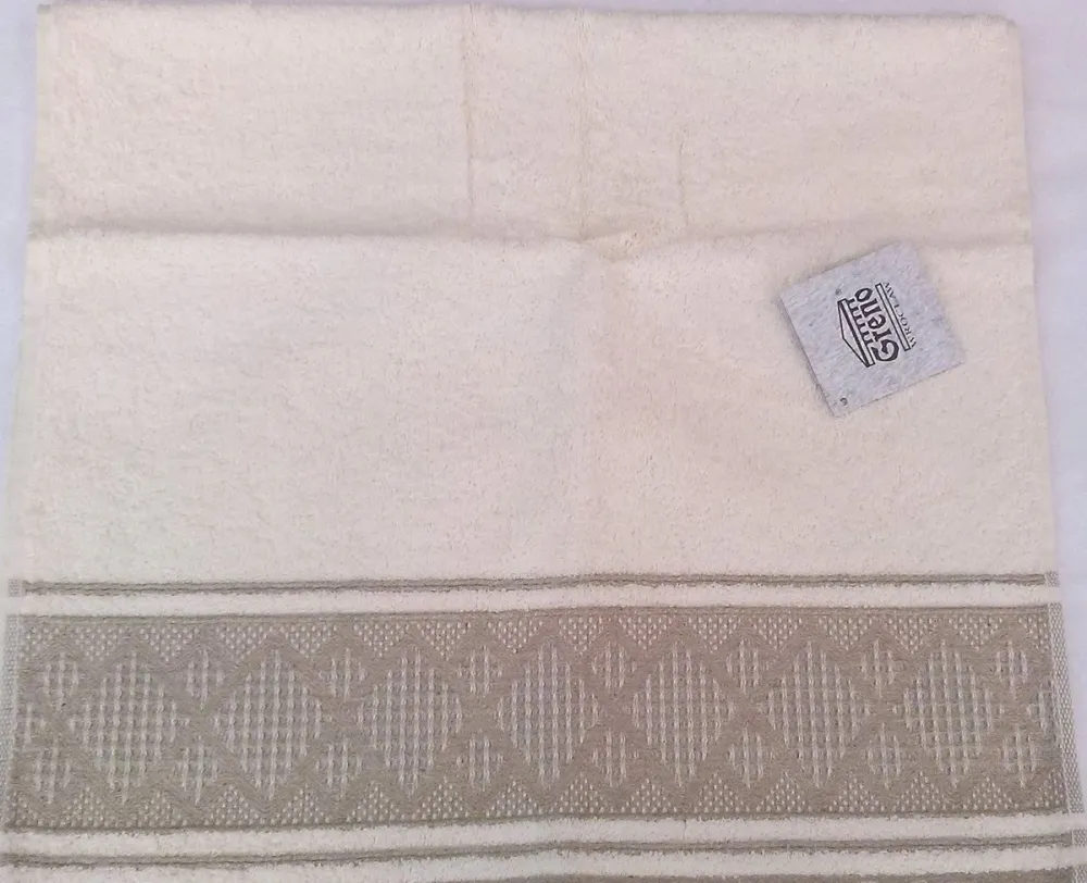 Linen ręcznik 50x90 geometria kremowo beżowy romby Greno