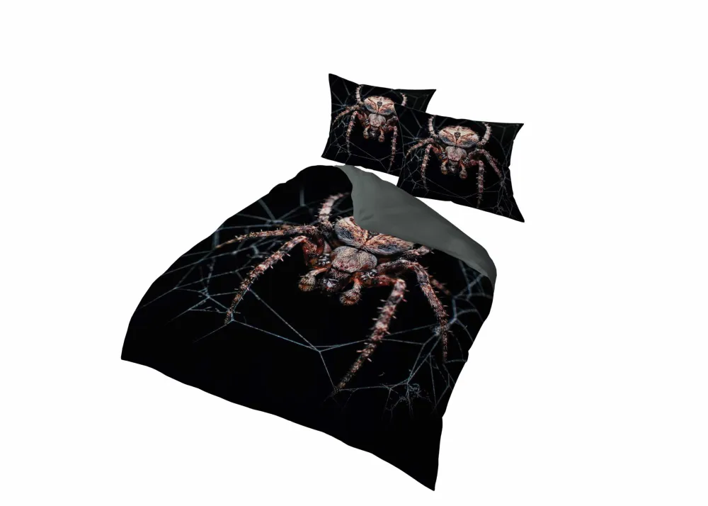 Pościel z mikrofibry 3D 160x200 czarna    pająk 4183 A mikro 28