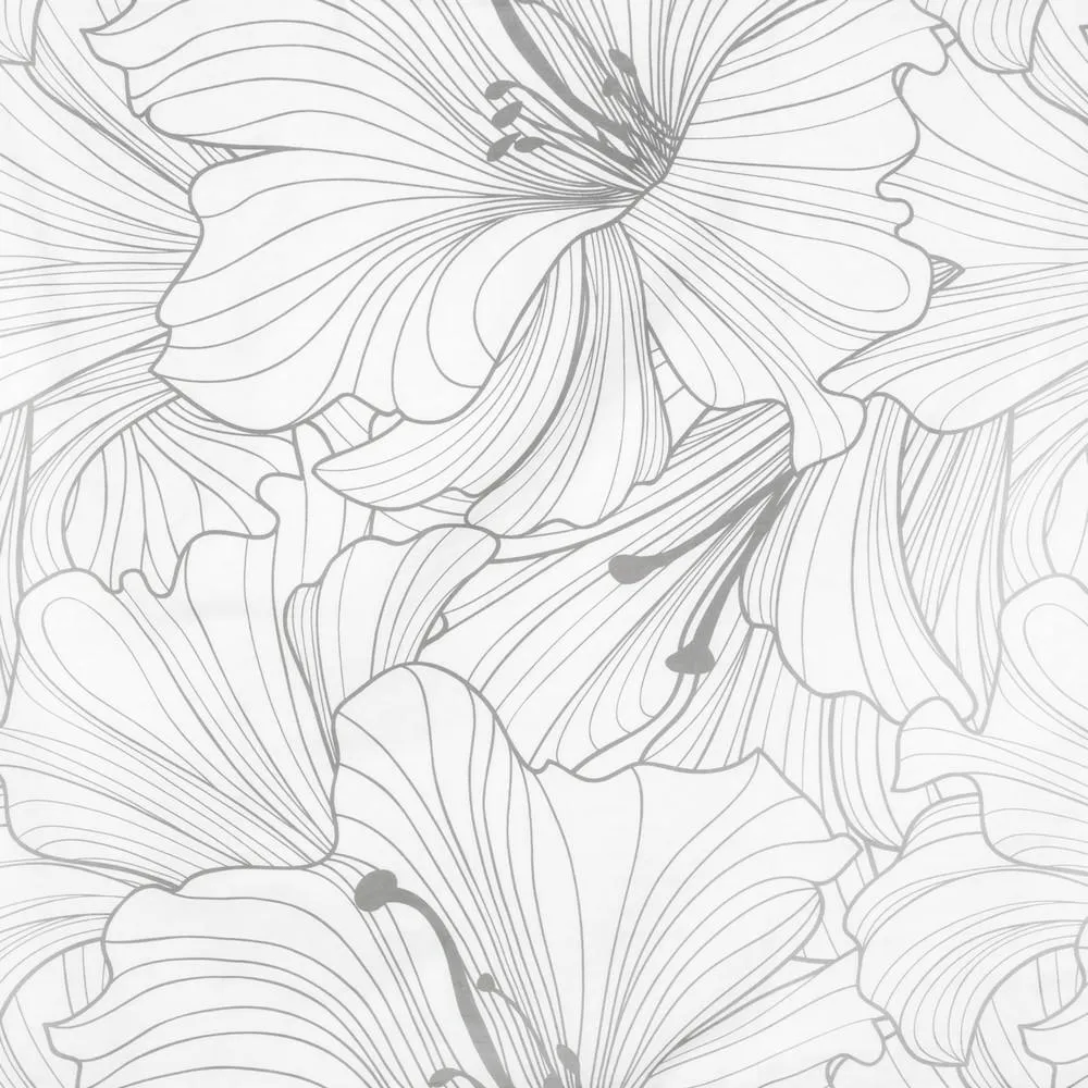Pościel satynowa 160x200 Class 10 biała szara kwiaty Eurofirany
