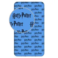 Prześcieradło bawełniane z gumką 90x200 Harry Potter niebieskie 8520 napisy dla dzieci