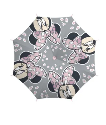 Parasolka dla dzieci Myszka Mini 8410 Minnie Mouse panterka szary różowy parasol różowa rączka