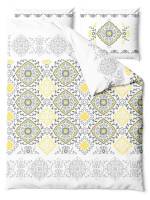 Pościel satynowa 140x200 Sunshine Glamour biała żółta szara ornamenty orientalna Home Satin 1