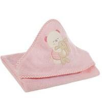 Okrycie kąpielowe niemowlęce 75x75 Baby 32 różowy Miś ręcznik z kapturkiem 350g/m2 Eurofirany