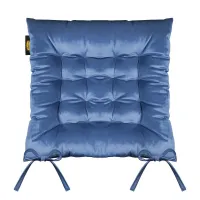 Poduszka siedzisko 40x40x8 Velvet 16 na krzesło chabrowa welurowa z wiązaniem dekoracyjna Eurofirany