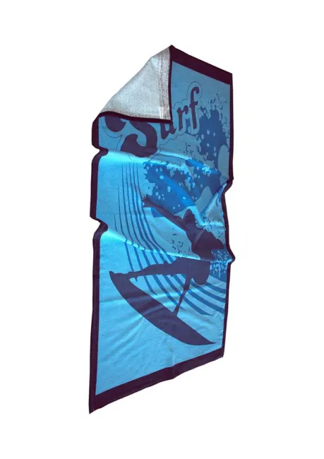 Ręcznik plażowy 75x150 Surf Surfer niebieski granatowy bawełniany