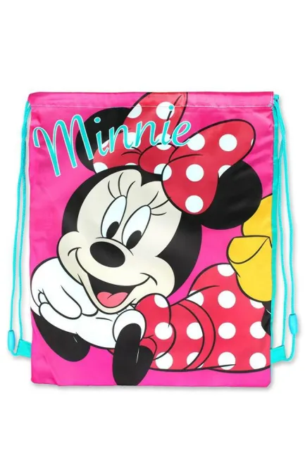 Worek szkolny na buty Myszka Mini 6660 Minnie Mouse różowy seledynowy wielofunkcyjny
