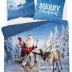 Pościel świąteczna 220x200 4265 A Merry   Christmas Mikołaj niebieska bawełniana Holland Święta 2022