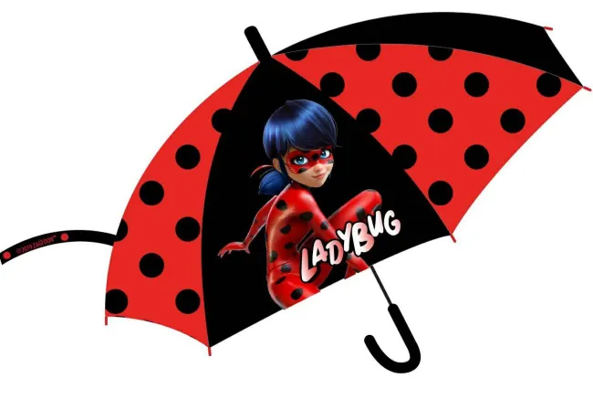Parasolka dla dzieci Miraculum Biedronka i czarny kot 5229 czerwona czarna automatyczna LadyBug