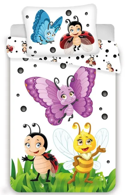 Pościel bawełniana 100x135 Biedronka Pszczółka Motylek Ladybug do łóżeczka dziecięca poszewka 40x60